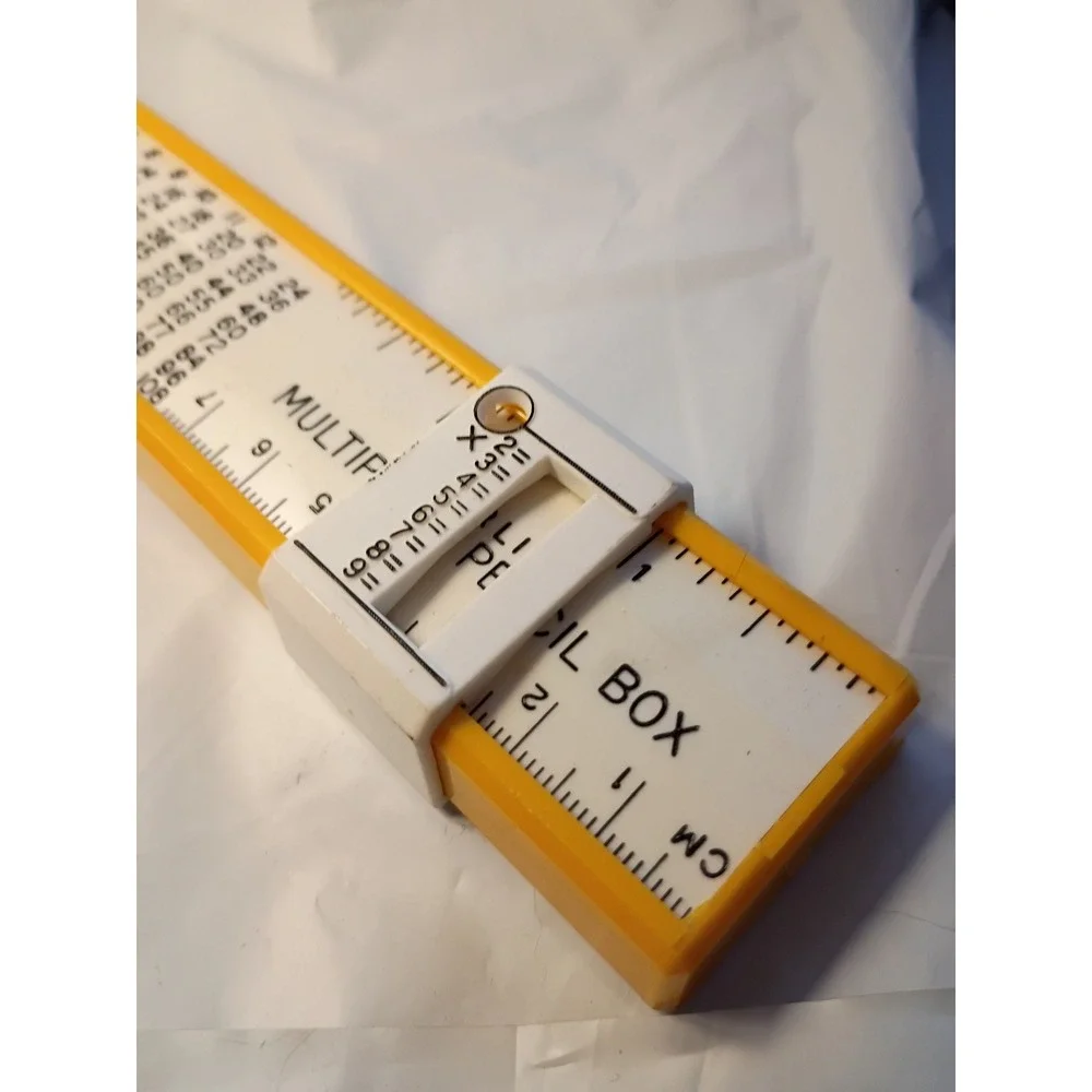 Vintage Sterling Multiplier Pencil Box Yellow Plastic Ruler Sharpener D-157534